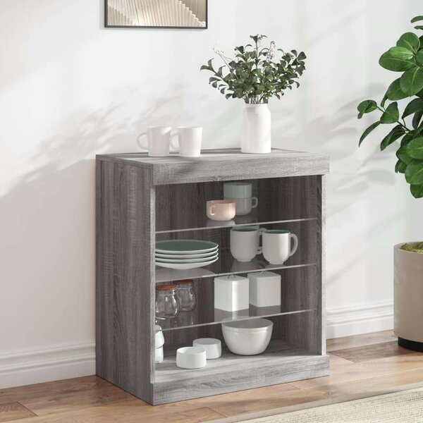 VidaXL szürke sonoma színű tálalószekrény LED-ekkel 60,5 x 37 x 67 cm