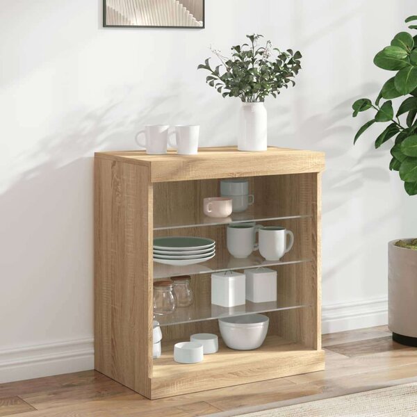 VidaXL sonoma tölgy színű tálalószekrény LED-világítással 60,5x37x67cm