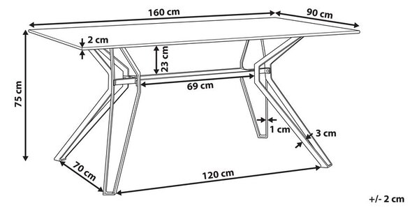 Étkezőasztal BALLINA Fehér márvány 160 cm 90 cm Edzett üveg