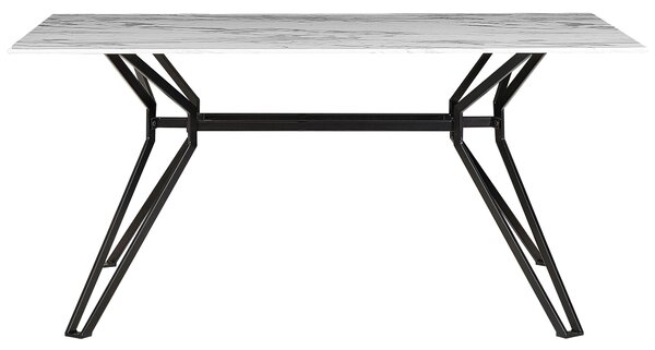 Étkezőasztal BALLINA Fehér márvány 160 cm 90 cm Edzett üveg