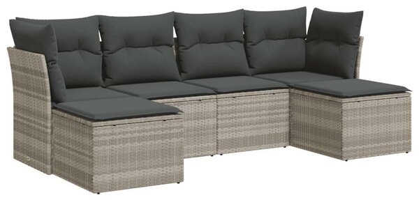VidaXL Polyrattan Kerti Ülőgarnitúra - 6 részes - Világosszürke