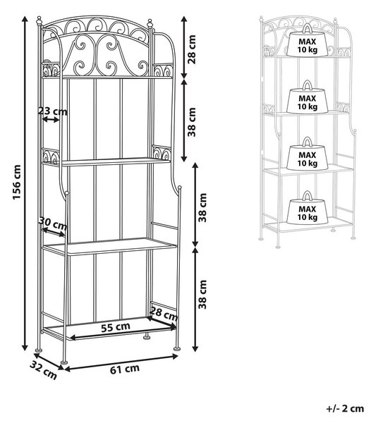 Polcrendszer PADUA Fém 156 cm 61 cm Fehér