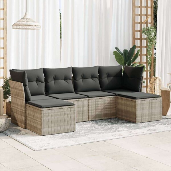 VidaXL Polyrattan Kerti Ülőgarnitúra - 6 részes - Világosszürke