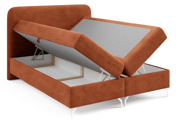 GOMEZ kárpitozott boxspring ágy matraccal 160x200 - téglavörös