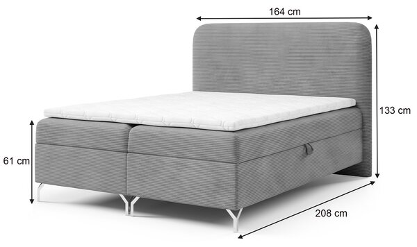 GOMEZ kárpitozott boxspring ágy matraccal 160x200 - téglavörös