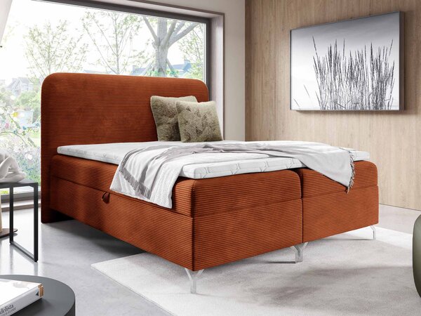 GOMEZ kárpitozott boxspring ágy matraccal 160x200 - téglavörös