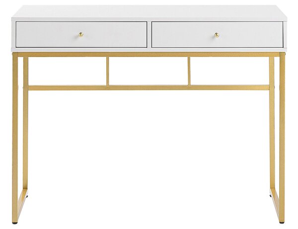 Konzolasztal DAPHNE Fehér/arany 100 cm 48 cm fiókokkal