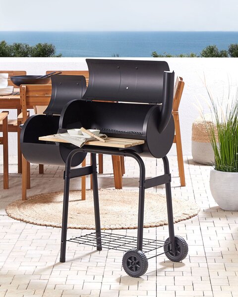 Faszén grill SATAH smokerrel Fém Fekete