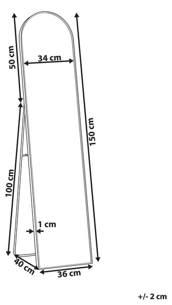 Állótükör BAGNOLET 150 cm Fém Ezüst
