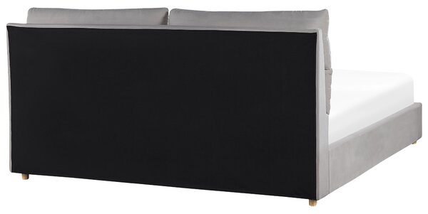 Ágyneműtartós ágy Bársony BATILLY 180 x 200 cm Világosszürke