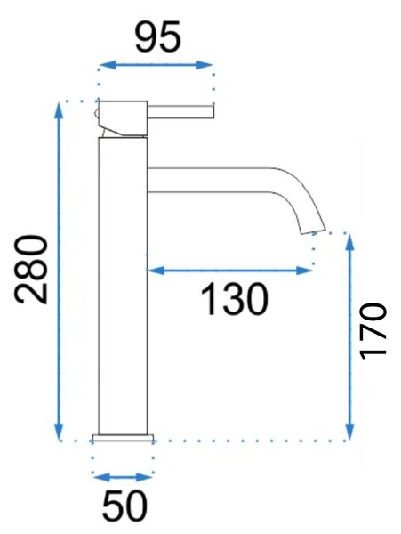 Rea Lungo Grip, magas mosdócsaptelep, magasság: 280 cm, matt réz, REA-B6896