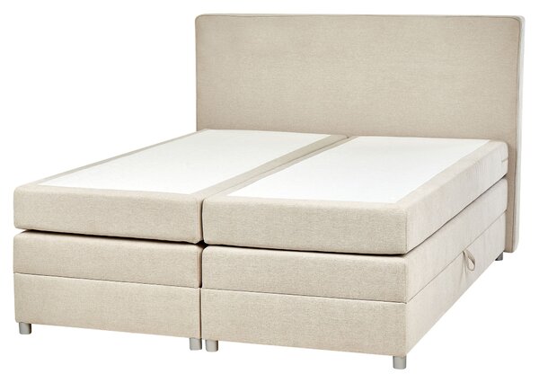 Boxspring ágy tárolóval MINISTER Világosbézs 160 x 200 cm