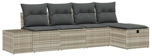 Kerti Kanapé Szett párnával 5 pcs Világosszürke 55 x 62 x 69 cm