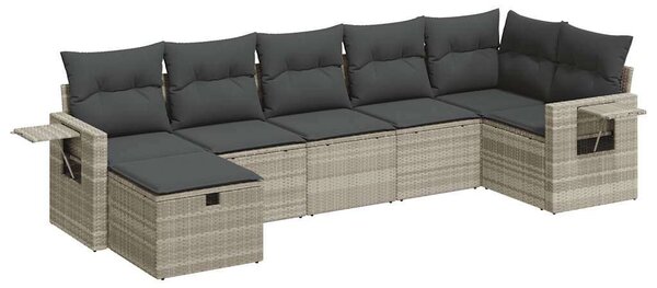 VidaXL Polyrattan Kerti Ülőgarnitúra - 7 részes - Világosszürke