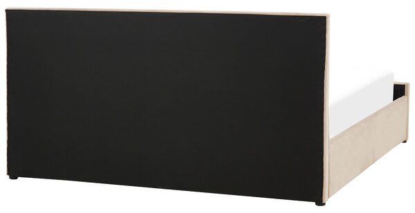 Ágyneműtartós ágy ROCHEFORT Bársony Bézs 180 x 200 cm