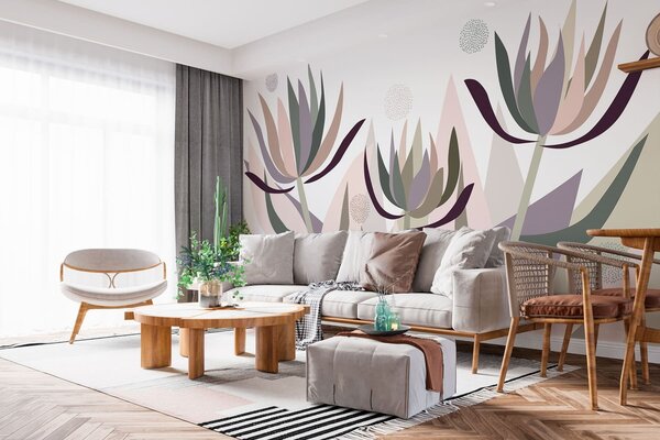 Fotótapéta primitív stílusban ábrázolt protea virágok, Fotótapéta absztrakt, w05236 : Uwalls.hu