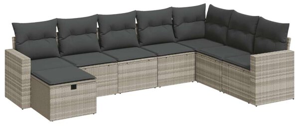 VidaXL Polyrattan Kerti Ülőgarnitúra - 8 részes - Világosszürke