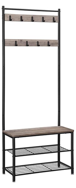 Fém előszobafal INDUSTRY 175 cm, fekete/szürkésbarna