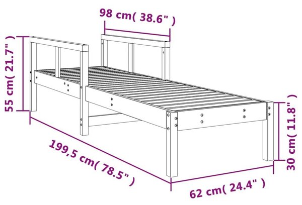 VidaXL Fenyőfa Napozóágy - Állítható - 200cm
