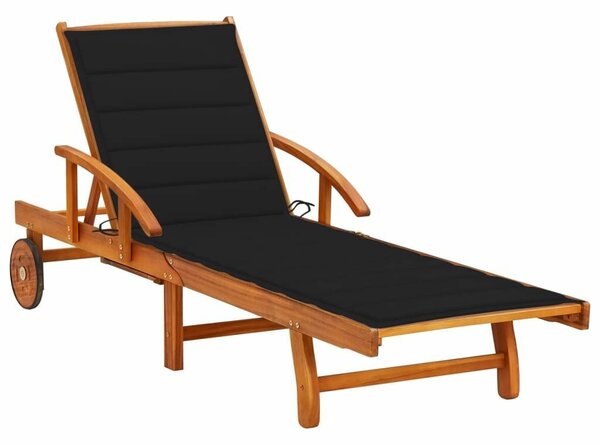 VidaXL Akácfa Napozóágy - 200cm - Párnával