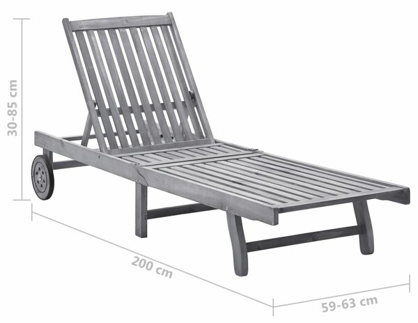 VidaXL Akácfa Napozóágy - 200cm, Szürke