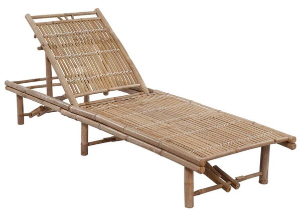 VidaXL Bambusz Napozóágy - 200cm - Bordó Párnával