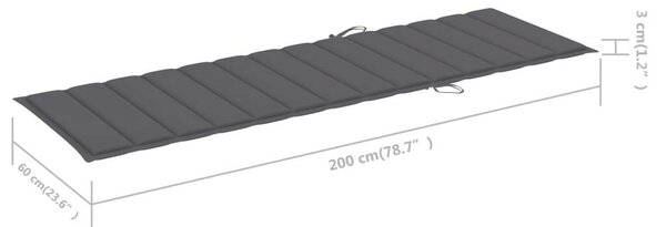 VidaXL Bambusz Napozóágy - 200cm - Párnával