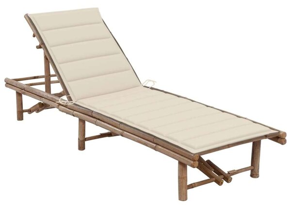 VidaXL Bambusz Napozóágy - 200cm - Párnával