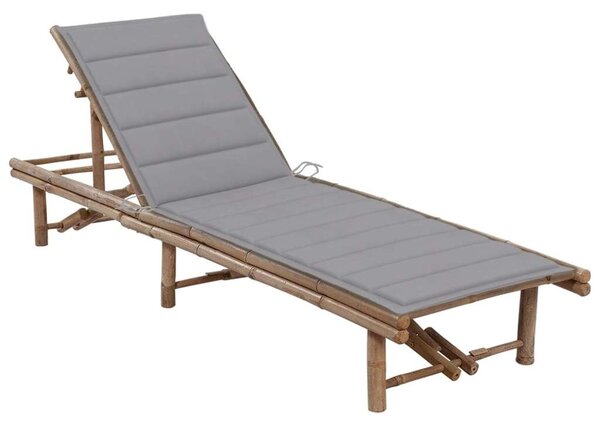 VidaXL Bambusz Napozóágy - 200cm - Párnával