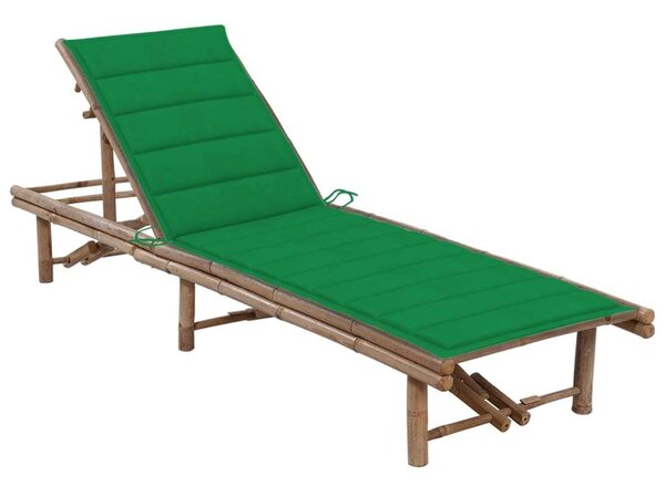 VidaXL Bambusz Napozóágy - 200cm - Párnával