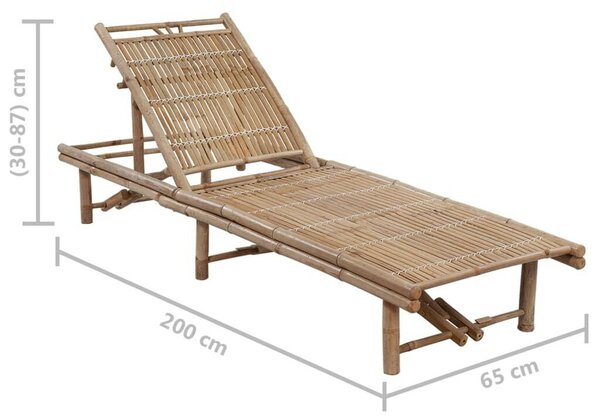 VidaXL Bambusz Napozóágy - 200cm - Párnával