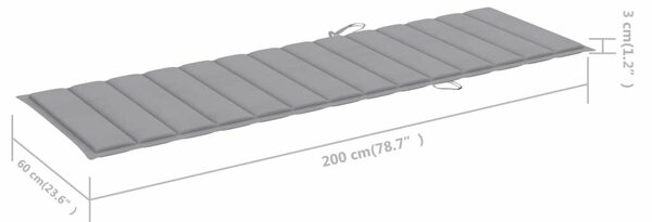 VidaXL Akácfa Napozóágy - Szürke - 200cm