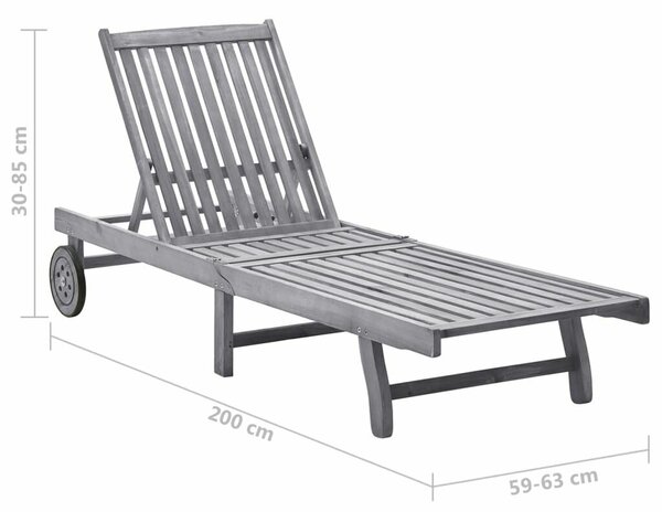 VidaXL Akácfa Napozóágy - Szürke - 200cm
