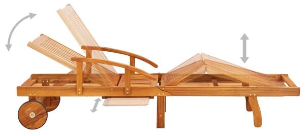VidaXL Akácfa Napozóágy - 200cm - Párnával
