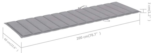 VidaXL Akácfa Napozóágy - 200cm - Szürke Párnával