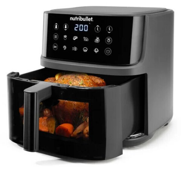 Nutribullet CrispLite Vision Forrólevegős sütő 8L 2000W Sötétszürke