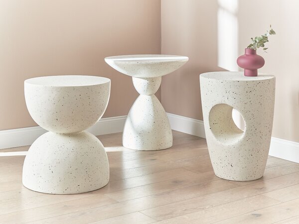 Kisasztal CAFFI 50 cm 50 cm Fehér terrazzo