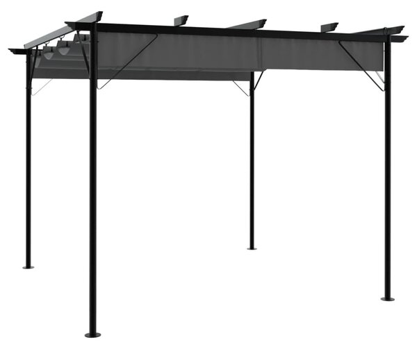 Antracitszürke acél pavilon behúzható tetővel 3 x 3 m 180 g/m²