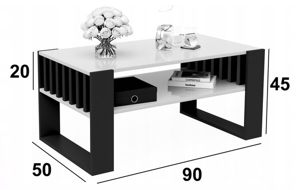 DEER dohányzóasztal 90x50 - fekete/fehér