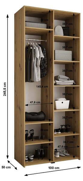 COMO 4 ruhásszekrény 100x246x50 - fehér