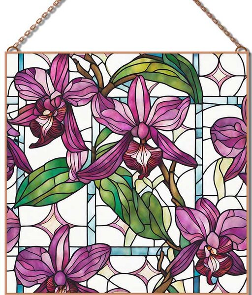 Stained-Glass-Orchid-2 üvegkép, falikép
