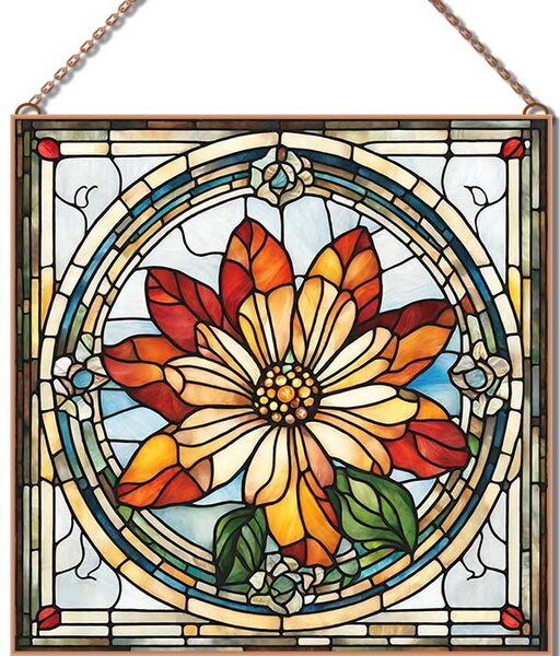 Stained-Glass-Flower-14 üvegkép, falikép