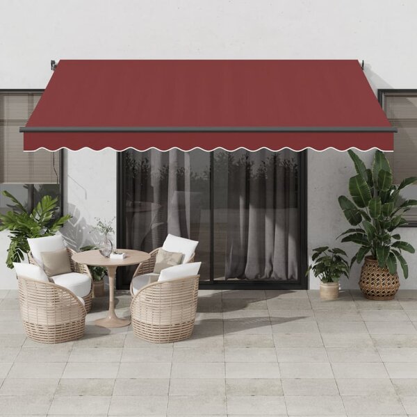 VidaXL burgundi vörös automata kihúzható LED-es napellenző 400x350 cm