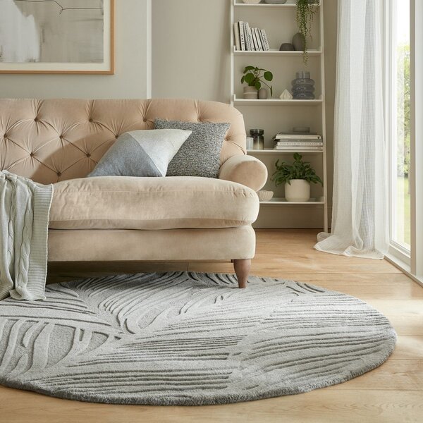 Szürke gyapjú kerek szőnyeg ø 160 cm Leaf - Flair Rugs