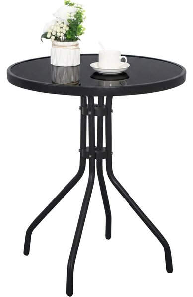 Kerti üvegasztal ISLAND Ø60 cm, fekete/fekete