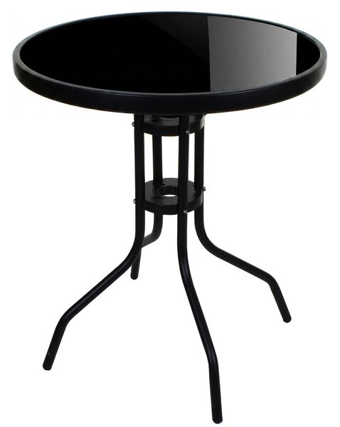 Kerti üvegasztal ISLAND Ø60 cm, fekete/fekete