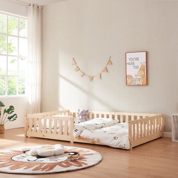 Montessori gyerekágy Tanna leesésgátlóval 120x200 cm natúr [en.casa]