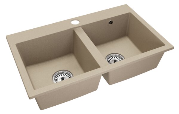 KONDELA Gránit mosogató szifonnal, bézs, 80x49, SIVEN 20