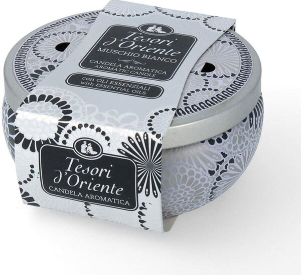 Tesori d'Oriente White Musk Scented Illatgyertya fém dobozban 200 g