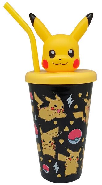 Pokémon Pikachu műanyag 3D szívószálas pohár 443 ml